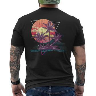 Retro Palm Trees Beach Sunset Tropical Summer Tropical Beach Summer Funny Gifts Mens Back Print T-shirt | Mazezy