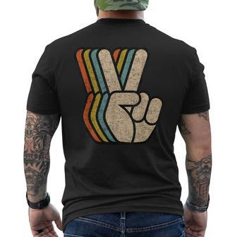 Retro Peace Sign V Fingers Vintage 60S 70S 80S Cool Graphic Men's T-shirt Back Print