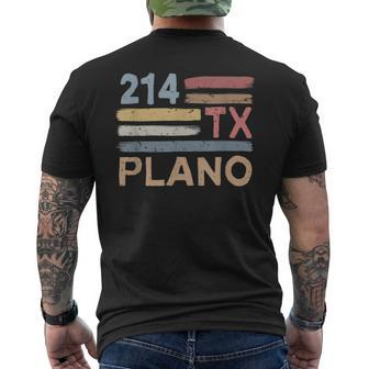 Retro Plano Area Code 214 Residents State Texas Men's T-shirt Back Print | Mazezy