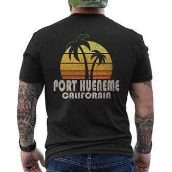 Retro Port Hueneme Ca Beach Vacation Men's T-shirt Back Print | Mazezy