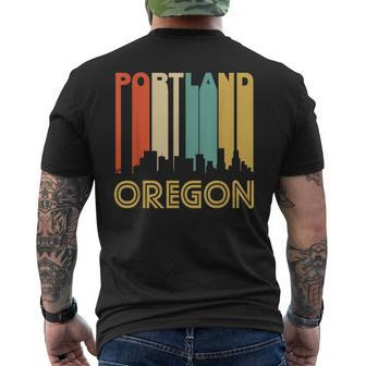Retro Portland Oregon Cityscape Downtown Skyline Men's T-shirt Back Print | Mazezy AU