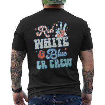 Retro Red White And Blue Er Crew Nurse 4Th Of July Women Men Mens Back Print T-shirt | Mazezy