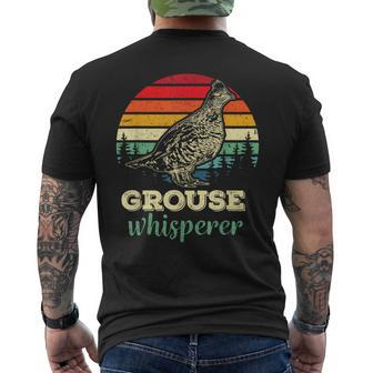 Retro Ruffed Grouse Whisperer Bird Hunting Birding Men's T-shirt Back Print | Mazezy