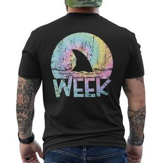 Retro Shark Fin Week 2023 Shark Lover Ocean Wildlife Tie Dye Gifts For Shark Lovers Funny Gifts Mens Back Print T-shirt | Mazezy