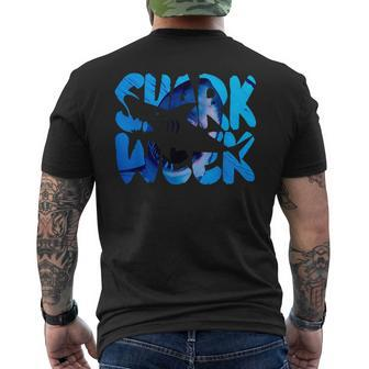 Retro Shark Ocean Biologist Animal Lover Shark Fin Week 2023 Mens Back Print T-shirt - Monsterry