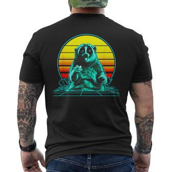 Retro Slow Loris Vaporwave Men's T-shirt Back Print | Mazezy