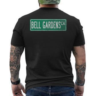 Retro Style Bell Gardens Ca Street Sign Men's T-shirt Back Print | Mazezy