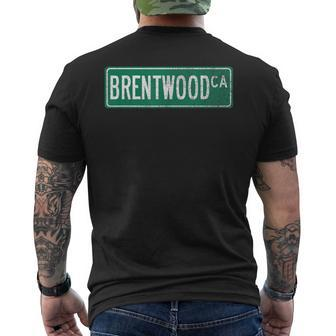 Retro Style Brentwood Ca Street Sign Men's T-shirt Back Print | Mazezy