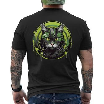 Retro Style Cymric Cat Men's T-shirt Back Print | Mazezy