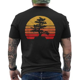 Retro Sun Minimalist Bonsai Tree Graphic Men's T-shirt Back Print | Mazezy