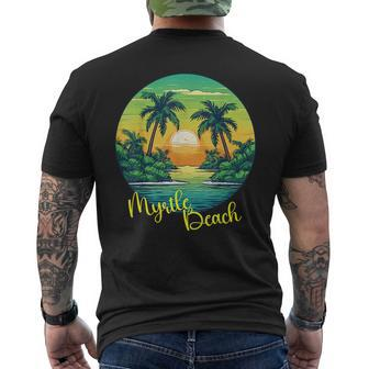 Retro Sunset South Carolina Myrtle Beach Palm Trees Mens Back Print T-shirt | Mazezy