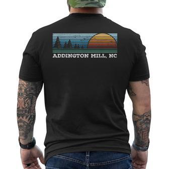 Retro Sunset Stripes Addington Mill North Carolina Men's T-shirt Back Print | Mazezy