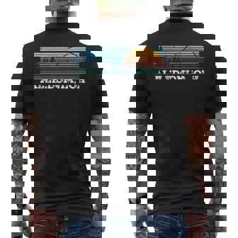 Retro Sunset Stripes Alledonia Ohio Men's T-shirt Back Print | Mazezy
