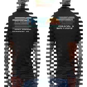 Retro Sunset Stripes Aurora Lodge Alaska Men's T-shirt Back Print | Mazezy