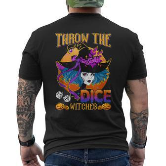 Retro Throw The Dice Witches Bunco Halloween Pumpkin Gothic Men's T-shirt Back Print | Mazezy