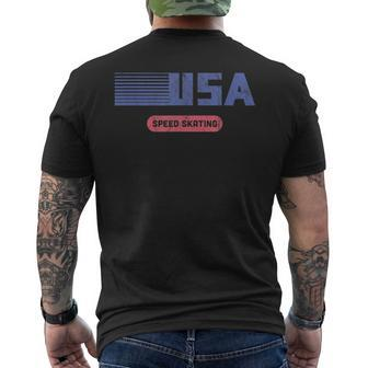 Retro Usa 2022 Team American Speed Skating Vintage Usa Funny Gifts Mens Back Print T-shirt | Mazezy