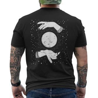 Retro Vintage Halloween Witchy Moon With Witch Hands & Stars Moon Funny Gifts Mens Back Print T-shirt | Mazezy