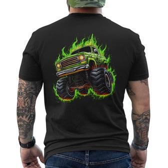 Retro Vintage Monster Truck Retro Sunset Monster Truck Boys Men's T-shirt Back Print - Seseable