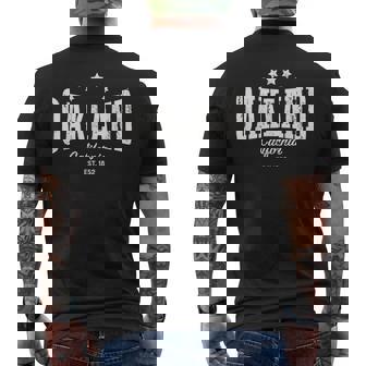Retro Vintage Oakland Ca Home City Pride Distressed Mens Back Print T-shirt | Mazezy