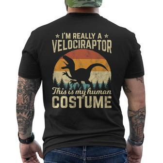 Retro Vintage Silhouette Velociraptor Halloween Costume 70S 70S Vintage Designs Funny Gifts Mens Back Print T-shirt | Mazezy
