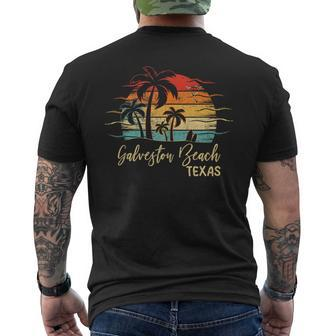 Retro Vintage Texas Galveston Beach Mens Back Print T-shirt | Mazezy