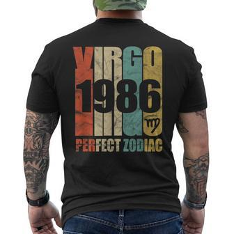 Retro Virgo 1986 32 Yrs Old Bday 32Nd Birthday Men's T-shirt Back Print | Mazezy