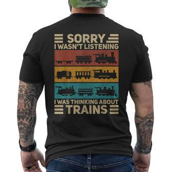 Retro Wagon Train Lover Model Railroad Conductor Funny Train Mens Back Print T-shirt - Monsterry AU