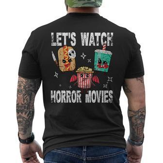 Retro Lets Watch Horror Movies Cute Halloween Costume Men's T-shirt Back Print | Mazezy