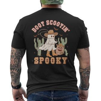Retro Western Halloween Cowboy Ghost Boot Scootin Spooky Men's T-shirt Back Print | Mazezy