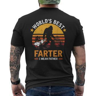 Retro Worlds Best Farter I Mean Father Bigfoot Fathers Day  Mens Back Print T-shirt