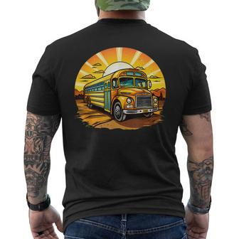 Retro Yellow School Bus Cool Professional Driver Student Men's T-shirt Back Print - Monsterry UK