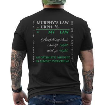 Reverse Murphy's Law Optimistic Mindset Is Almost Everything Men's T-shirt Back Print | Mazezy