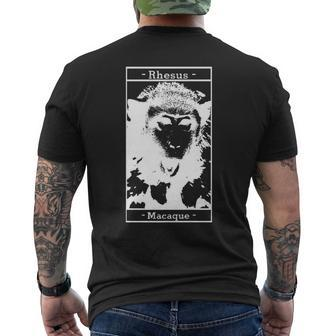 Rhesus Macaque Monkey Men's T-shirt Back Print | Mazezy