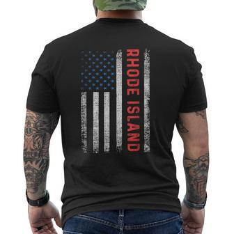 Rhode Island American Flag Pride Patriotic Mens Back Print T-shirt | Mazezy