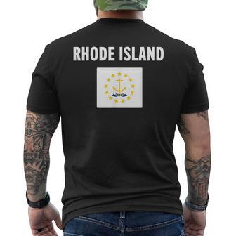 Rhode Island Flag National Pride Gift Souvenir Mens Back Print T-shirt | Mazezy