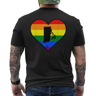 Rhode Island Gay Pride Heart Mens Back Print T-shirt | Mazezy