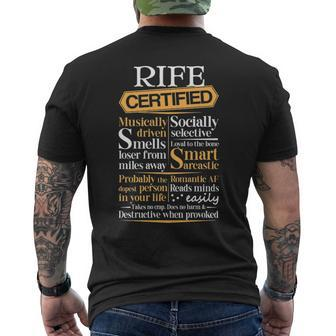 Rife Name Gift Certified Rife Mens Back Print T-shirt - Seseable