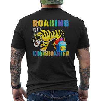 Roaring Into Kindergarten Tiger Back To School From Teacher Mens Back Print T-shirt - Monsterry UK