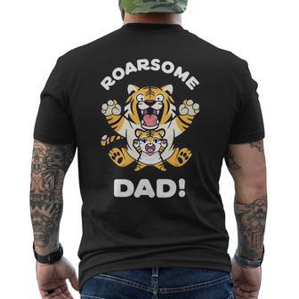 Roarsome Dad Funny Tiger Lover Father Daddy Mens Back Print T-shirt - Monsterry