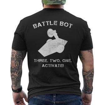 Robot Combat Fighting Battle Bot Three Two One Activate Men's Back Print T-shirt | Mazezy