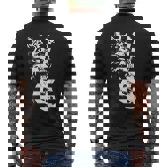 Rock Cat Playing Guitar - Funny Guitar Cat Mens Back Print T-shirt | Mazezy