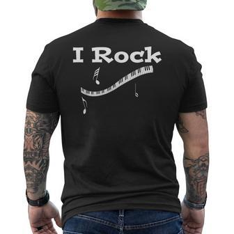 I Rock Keyboard Musical Notes Men's T-shirt Back Print | Mazezy