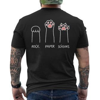 Rock Paper Scissors Cat Paws Cute Paw Kitten Paw Funny Cat Mens Back Print T-shirt - Seseable