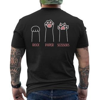 Rock Paper Scissors Cat Paws Men's T-shirt Back Print - Seseable