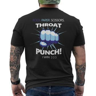 Rock Paper Scissors Throat Punch I Win Cool Men's T-shirt Back Print | Mazezy