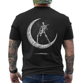 Rock On Skeleton Moon Rock And Roll Men's T-shirt Back Print - Seseable