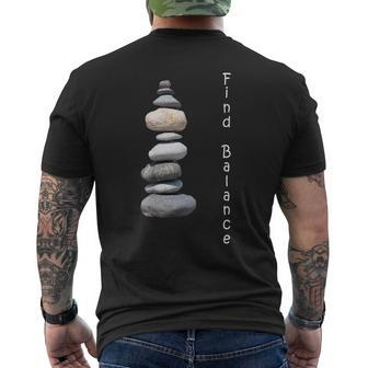 Rock Stacking Find Balance Nature Cairn Men's T-shirt Back Print | Mazezy
