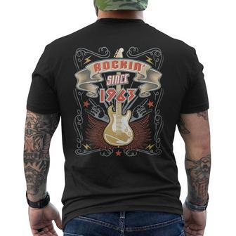 Rockin Since 1963 Vintage 60 Year Old Rock Music Lover Mens Back Print T-shirt | Mazezy