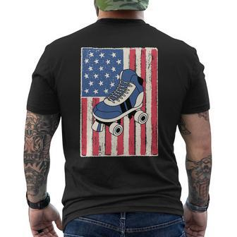 Roller Skate For Men Gift Skating American Flag Patriotic Patriotic Funny Gifts Mens Back Print T-shirt | Mazezy