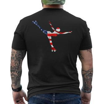 Roller Skating Sport Usa Retro American Flag 4Th Of July Usa Funny Gifts Mens Back Print T-shirt | Mazezy